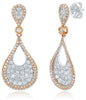 ESTATE 1.29CT DIAMOND 14KT WHITE GOLD CLUSTER CLASSIC TEAR DROP HANGING EARRINGS