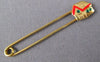 ESTATE GREEN AND RED ENAMEL 14KT YELLOW GOLD 3D FUN SAFETY BABY HOUSE PIN #27402