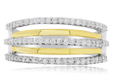 ESTATE .57CT DIAMOND 14KT 2 TONE GOLD 3D CLASSIC 5 ROW WEDDING ANNIVERSARY RING