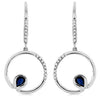 .48CT DIAMOND & AAA SAPPHIRE 14KT WHITE GOLD 3D FUN LEVERBACK HANGING EARRINGS