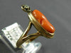 ANTIQUE WIDE .03CT DIAMOND & AAA CORAL 14KT YELLOW GOLD 3D PORTRAIT RING #22349