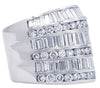 LARGE 6CT DIAMOND 18KT WHITE GOLD 3D ROUND & BAGUETTE MULTI ROW ANNIVERSARY RING