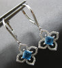 .87CT DIAMOND & AAA BLUE TOPAZ 14KT WHITE GOLD PRINCESS & ROUND HANGING EARRINGS