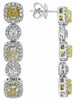 LARGE 3.64CT WHITE & FANCY YELLOW DIAMOND 18KT 2 TONE GOLD 5 STONE HALO EARRINGS
