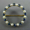 ANTIQUE LARGE .80CT AAA SAPPHIRE & SOUTH SEA PEARL 14K YELLOW GOLD 3D PIN BROOCH