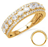 .92CT DIAMOND 14KT YELLOW GOLD ROUND & OVAL 3 ROW SEMI ETERNITY ANNIVERSARY RING