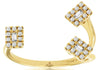 0.25CT DIAMOND 14K YELLOW GOLD 3D ROUND & BAGUETTE TRIPLE SQUARE TENSION FUN RING