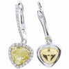 2.38CT WHITE & FANCY YELLOW DIAMOND 18KT 2 TONE GOLD TEAR DROP HANGING EARRINGS