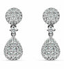 ESTATE .78CT DIAMOND 18KT WHITE GOLD CLASSIC TEAR DROP CLUSTER HANGING EARRINGS