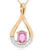 .50CT DIAMOND & AAA PINK SAPPHIRE 14KT ROSE GOLD OVAL & ROUND TEAR DROP PENDANT