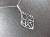 LARGE .56CT DIAMOND 14K WHITE GOLD FLOWER GEOMETRICAL TEAR DROP FLOATING PENDANT