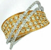 ESTATE WIDE 1.63CT WHITE & FANCY YELLOW DIAMOND 14KT WHITE GOLD CRISS CROSS RING