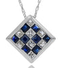 .71CT DIAMOND & AAA SAPPHIRE 14KT WHITE GOLD PRINCESS INVISIBLE FLOATING PENDANT