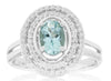 LARGE 1.01CT DIAMOND & AAA AQUAMARINE 14KT WHITE GOLD OVAL & ROUND FLORAL RING