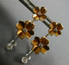 LARGE .27CT DIAMOND 18KT WHITE & ROSE GOLD 3D DOUBLE FLOWER HANGING EARRINGS