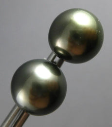 ESTATE LARGE AAA TAHITIAN PEARL 14KT WHITE GOLD 3D 11.5MM CLASSIC STUD EARRINGS