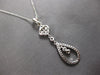 LARGE .25CT DIAMOND 14KT WHITE GOLD FLOWER TEAR DROP FILIGREE FLOATING PENDANT