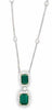 3.48CT DIAMOND & AAA EMERALD 18KT WHITE GOLD DOUBLE SOLITAIRE HALO LOVE NECKLACE