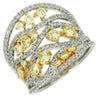 ESTATE 2.2CT WHITE & FANCY YELLOW DIAMOND 14K WHITE GOLD ETOILE ANNIVERSARY RING