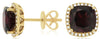 5.71CT DIAMOND & AAA GARNET 14KT YELLOW GOLD CUSHION HALO SQUARE STUD EARRINGS