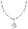 LARGE 4.95CT DIAMOND 18KT WHITE GOLD FILIGREE TEAR DROP OVAL LINK LOVE NECKLACE