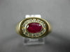 ESTATE 1.20CT DIAMOND & AAA RUBY 14K YELLOW GOLD 3D OVAL BEZEL CLASSIC MENS RING