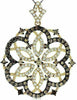 ESTATE 1.85CT WHITE & MOCHA DIAMOND 14K YELLOW GOLD OPEN FILIGREE FLOWER PENDANT
