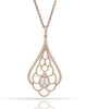 ESTATE 0.35CT DIAMOND 14KT ROSE GOLD CLASSIC OPEN FLOWER TEAR DROP FUN PENDANT