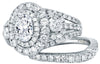 3.15CT DIAMOND 14KT WHITE GOLD 3D ROUND DOUBLE HALO ENGAGEMENT WEDDING RING SET
