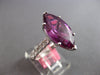 ESTATE EXTRA LARGE 7.41CT DIAMOND & AAA RHODOLITE 18K WHITE GOLD ENGAGEMENT RING