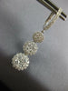 ESTATE 2.08CT DIAMOND 18K WHITE GOLD 3D FLOWER JOURNEY CLUSTER HANGING EARRINGS