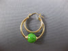 AAA GREEN TURQUOISE 14KT YELLOW GOLD 3D DOUBLE HOOP FUN HANGING EARRINGS #27015