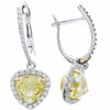 2.38CT WHITE & FANCY YELLOW DIAMOND 18KT 2 TONE GOLD TEAR DROP HANGING EARRINGS