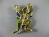 ANTIQUE EXTRA LARGE MULTI COLOR ENAMEL 14KT YELLOW GOLD DANCING CLOWN BROOCH PIN