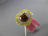 GIA LARGE 2.22CT MULTI COLOR DIAMOND 18K 2 TONE GOLD DOUBLE HALO ENGAGEMENT RING