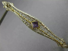 ANTIQUE .30CT AAA AMETHYST 14K 2 TONE GOLD HANDCRAFTED FILIGREE PIN BROOCH 26093