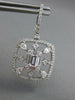 LARGE 2.14CT DIAMOND 18K WHITE GOLD ROUND BAGUETTE & PEAR SHAPE HANGING EARRINGS