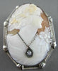 ANTIQUE LARGE .05CT DIAMOND FILIGREE LADY CAMEO 14K WHITE BROOCH & PENDANT #2096