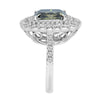 LARGE 8.66CT WHITE & FANCY YELLOW DIAMOND 18K WHITE GOLD CUSHION ENGAGEMENT RING
