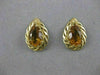 LARGE ANTIQUE PEAR CITRINE 14K YELLOW GOLD FILIGREE POST PUSHBACK EARRINGS 20X14