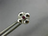 ESTATE .20CT DIAMOND & AAA RUBY 14KT WHITE GOLD 3D FLOWER SQUARE STUD EARRINGS