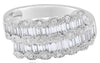 WIDE 1.08CT DIAMOND 18KT WHITE GOLD ROUND & BAGUETTE MULTI ROW CRISS CROSS RING