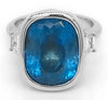 LARGE 10.53CT DIAMOND & AAA AQUAMARINE 18K WHITE GOLD 3D CUSHION ENGAGEMENT RING