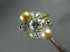 ANTIQUE WIDE 1.1CT DIAMOND AAA SOUTH SEA PEARL 18KT YELLOW GOLD ANNIVERSARY RING