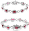 9.63CT DIAMOND & AAA RUBY 18KT WHITE GOLD OVAL & ROUND HALO LOVE TENNIS BRACELET
