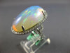 EXTRA LARGE 18.05CT DIAMOND & AAA AUSTRALIAN OPAL 14KT WHITE GOLD OVAL LOVE RING