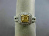 ESTATE WIDE .91CT WHITE & FANCY YELLOW DIAMOND 18KT 2 TONE GOLD DOUBLE HALO RING