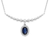 .73CT DIAMOND & AAA SAPPHIRE 14KT WHITE GOLD 3D OVAL & ROUND FLOWER BAR NECKLACE