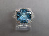 4.66CT DIAMOND & AAA BLUE TOPAZ 14KT WHITE GOLD CUSHION & ROUND ENGAGEMENT RING