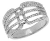 ESTATE WIDE .75CT DIAMOND 14K WHITE GOLD 3D MULTI ROW LOVE KNOT ANNIVERSARY RING